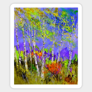 Green birch trees Sticker